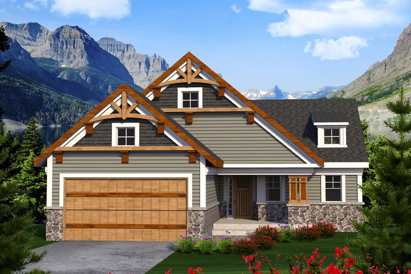 House Blueprint - Craftsman Exterior - Front Elevation Plan #70-1213