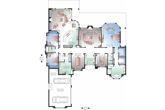 Floor Plan - Main Floor for Mediterranean House Plan #23-788 - 4 bed, 2.5 bath