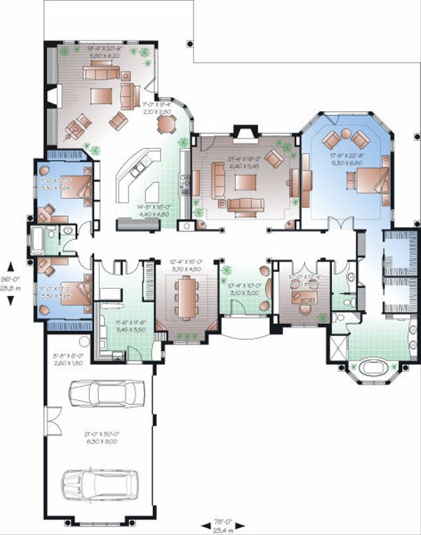Architectural House Design - Mediterranean Floor Plan - Main Floor Plan #23-788