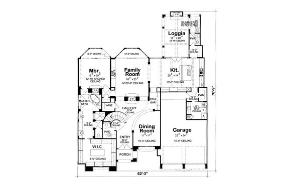 Floor Plan - Main Floor for European House Plan #20-2160 - 4 bed, 5 bath