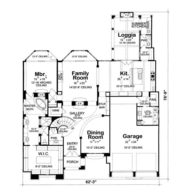 House Blueprint - European Floor Plan - Main Floor Plan #20-2160