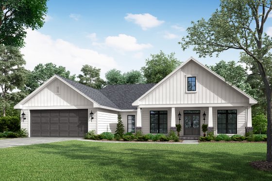 Exterior - Front Elevation 3 for Country House Plan #430-83 - 3 bed, 2 bath