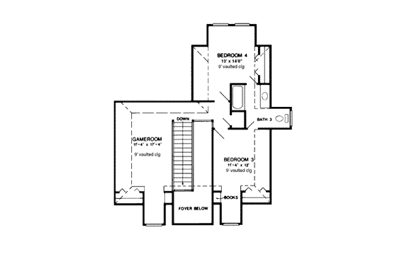 Floor Plan - Upper Floor for Southern House Plan #410-182 - 4 bed, 3 bath