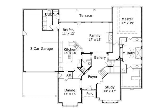 Floor Plan - Main Floor for Traditional House Plan #411-140 - 5 bed, 3.5 bath