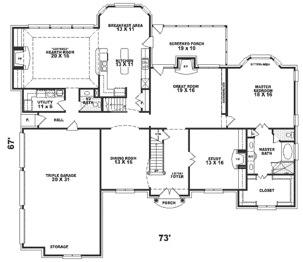 Traditional Floor Plan - Main Floor Plan #81-391