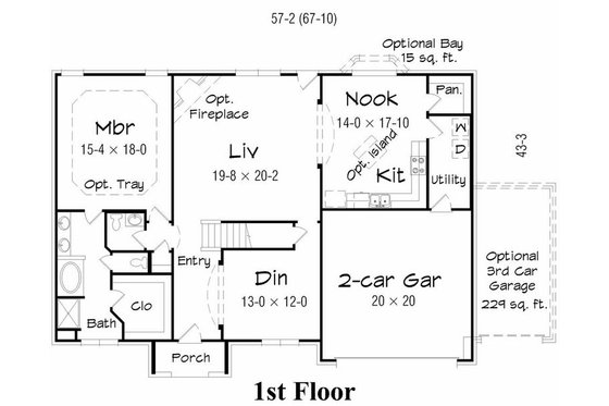 Floor Plan - Main Floor for European House Plan #329-362 - 4 bed, 2.5 bath