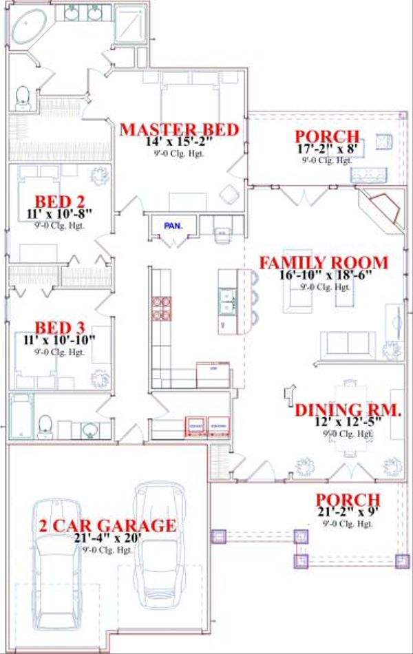Bungalow Floor Plan - Main Floor Plan #63-133