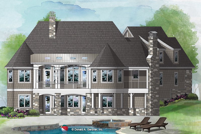 Architectural House Design - Exterior - Rear Elevation for European House Plan #929-1065 - 4 bed, 4 bath