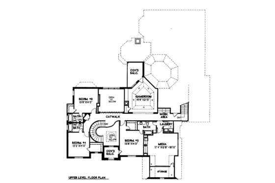Floor Plan - Upper Floor for European House Plan #141-307 - 5 bed, 5.5 bath