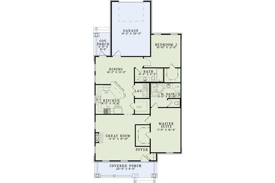 Floor Plan - Main Floor for Cottage House Plan #17-2471 - 2 bed, 2 bath