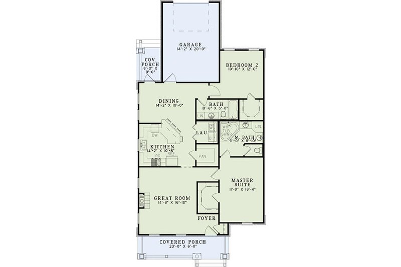 Architectural House Design - Floor Plan - Main Floor for Cottage House Plan #17-2471 - 2 bed, 2 bath