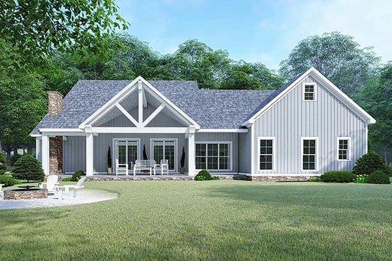 Exterior - Rear Elevation for Country House Plan #923-129 - 3 bed, 2.5 bath