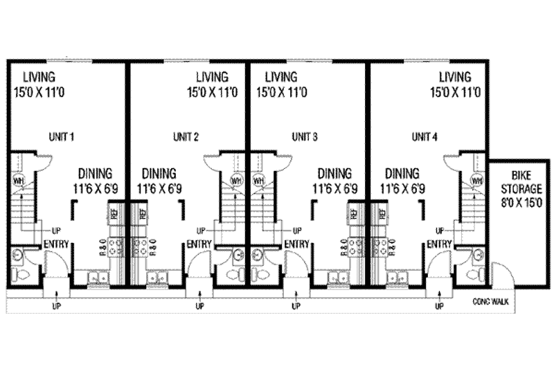 Home Plan - Floor Plan - Main Floor for Traditional House Plan #60-602 - 2 bed, 1.5 bath