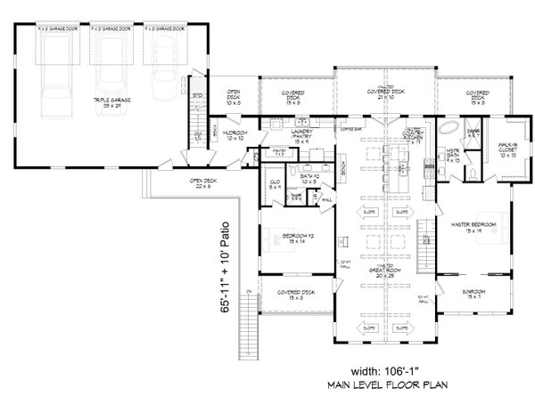 Dream House Plan - Floor Plan - Main Floor for Country House Plan #932-1432 - 2 bed, 2 bath