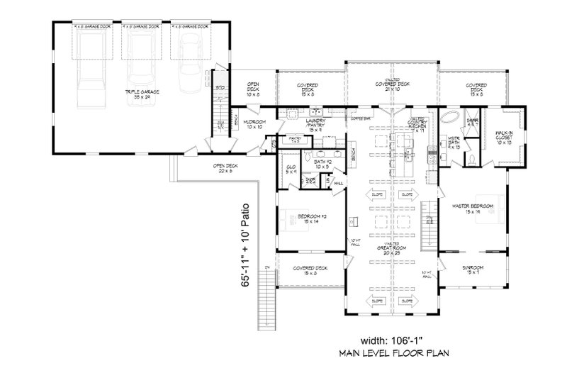 Dream House Plan - Floor Plan - Main Floor for Country House Plan #932-1432 - 2 bed, 2 bath