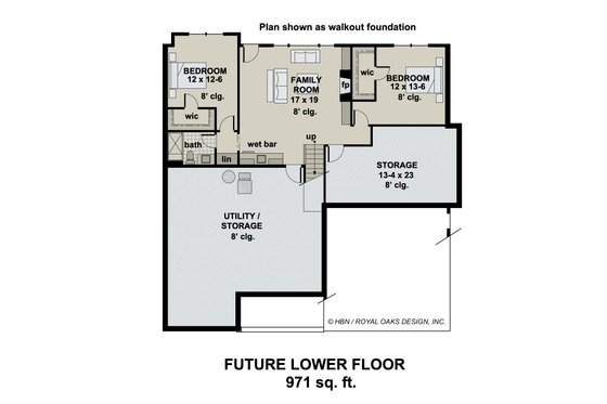 Floor Plan - Lower Floor for Farmhouse House Plan #51-1185 - 3 bed, 2 bath