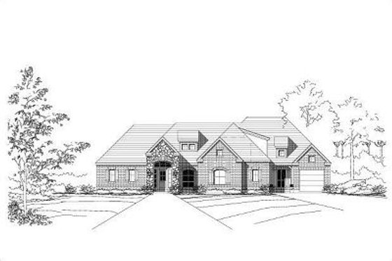 Exterior - Front Elevation for European House Plan #411-482 - 3 bed, 2.5 bath