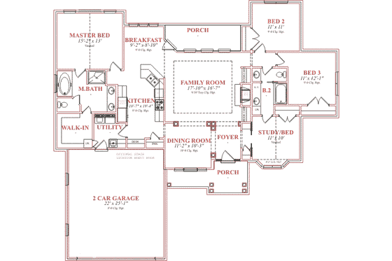 Floor Plan - Main Floor for Traditional House Plan #63-109 - 4 bed, 2 bath