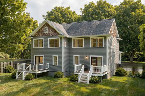 Exterior - Rear Elevation for Farmhouse House Plan #79-240 - 2 bed, 2 bath