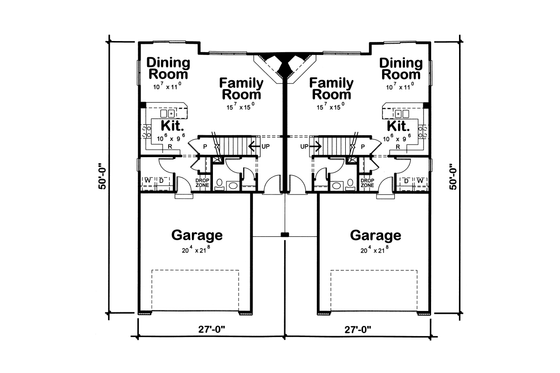 Floor Plan - Main Floor for Traditional House Plan #20-2093 - 3 bed, 2.5 bath
