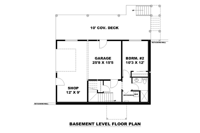 House Design - Floor Plan - Lower Floor for Farmhouse House Plan #117-1013 - 2 bed, 2 bath