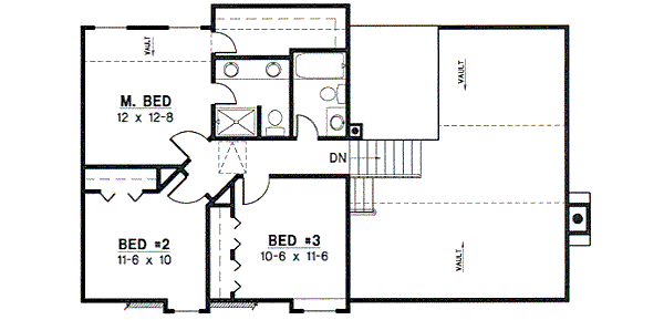 Traditional Floor Plan - Upper Floor Plan #67-636