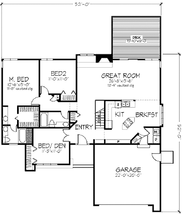 Architectural House Design - Ranch Floor Plan - Main Floor Plan #320-470