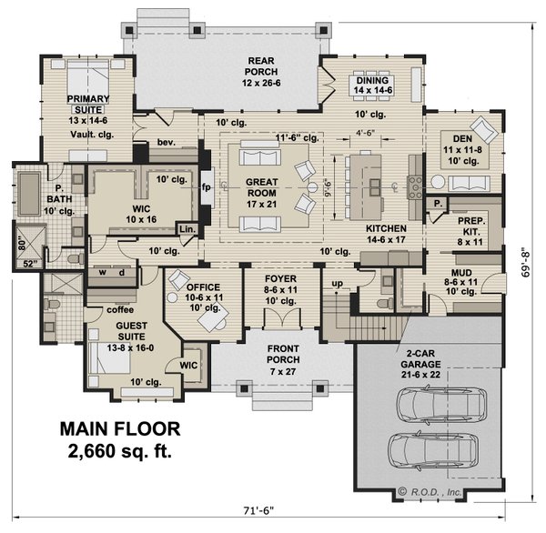 Home Plan - Farmhouse Floor Plan - Main Floor Plan #51-1233