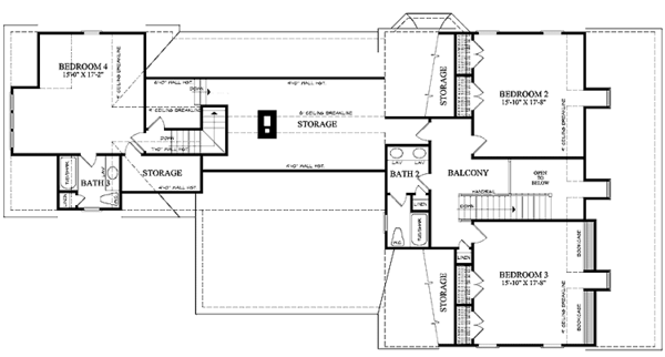 House Design - Colonial Floor Plan - Upper Floor Plan #137-338