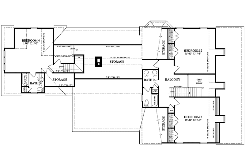 Dream House Plan - Floor Plan - Upper Floor for Colonial House Plan #137-338 - 4 bed, 3.5 bath