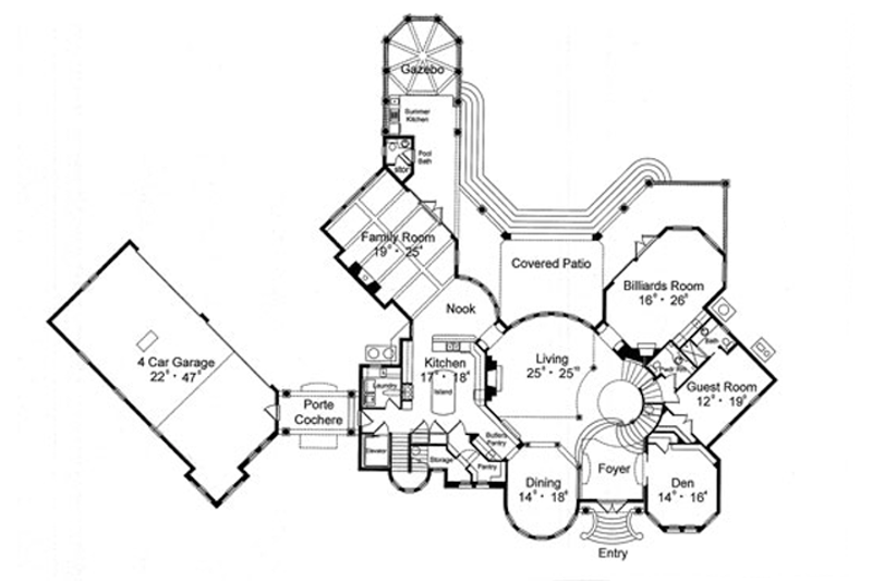 Dream House Plan - Floor Plan - Main Floor for European House Plan #417-798 - 4 bed, 4 bath