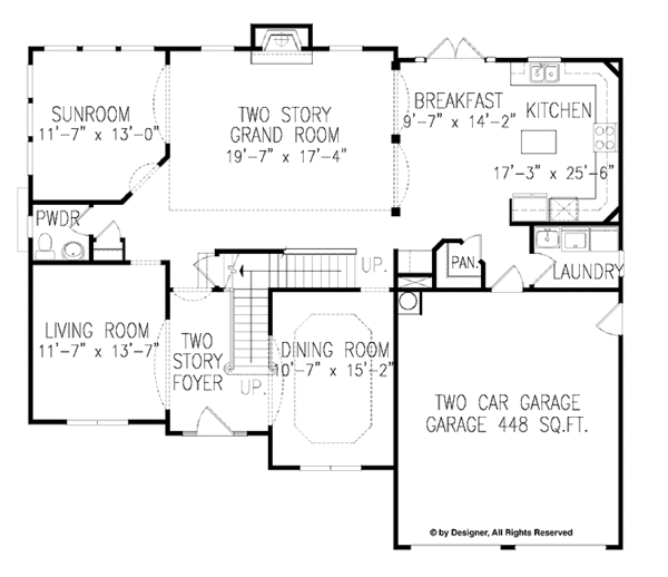 Architectural House Design - Traditional Floor Plan - Main Floor Plan #54-307
