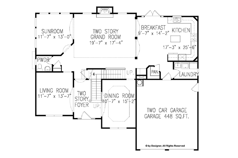 House Blueprint - Floor Plan - Main Floor for Traditional House Plan #54-307 - 4 bed, 2.5 bath