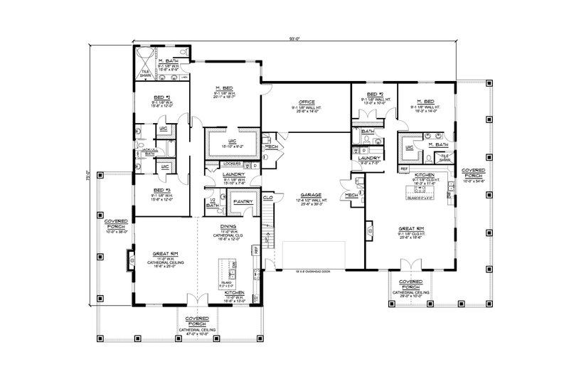 House Plan Design - Floor Plan - Main Floor for Barndominium House Plan #1064-255 - 5 bed, 4.5 bath