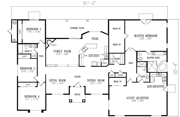 Adobe / Southwestern Floor Plan - Main Floor Plan #1-800