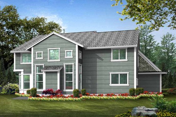 Exterior - Rear Elevation for Country House Plan #132-437 - 4 bed, 3 bath