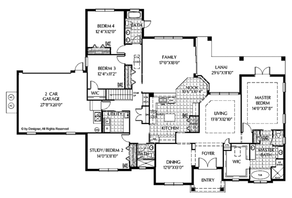 Home Plan - Mediterranean Floor Plan - Main Floor Plan #999-144