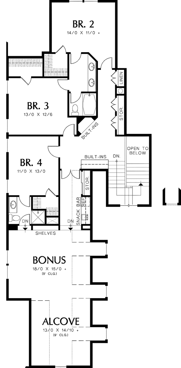 Home Plan - Colonial Floor Plan - Upper Floor Plan #48-829