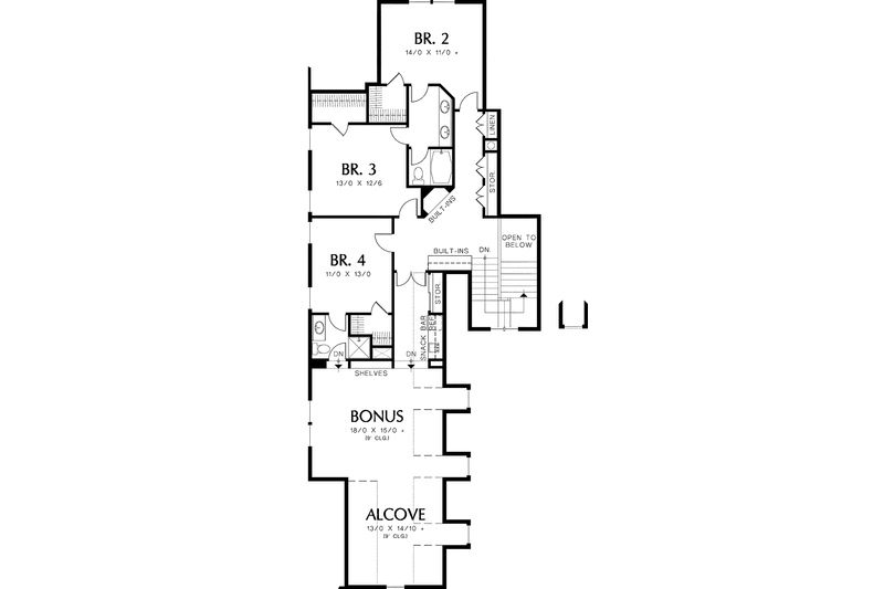 Architectural House Design - Floor Plan - Upper Floor for Colonial House Plan #48-829 - 4 bed, 3.5 bath