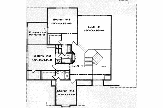 Floor Plan - Upper Floor for Traditional House Plan #6-181 - 4 bed, 3.5 bath