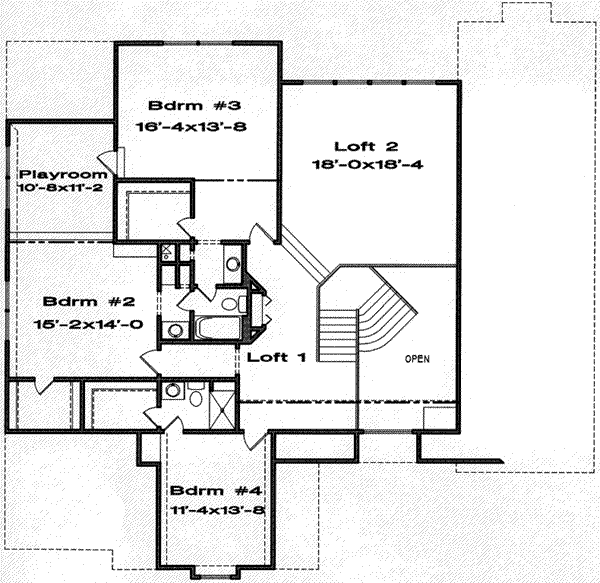 Traditional Floor Plan - Upper Floor Plan #6-181