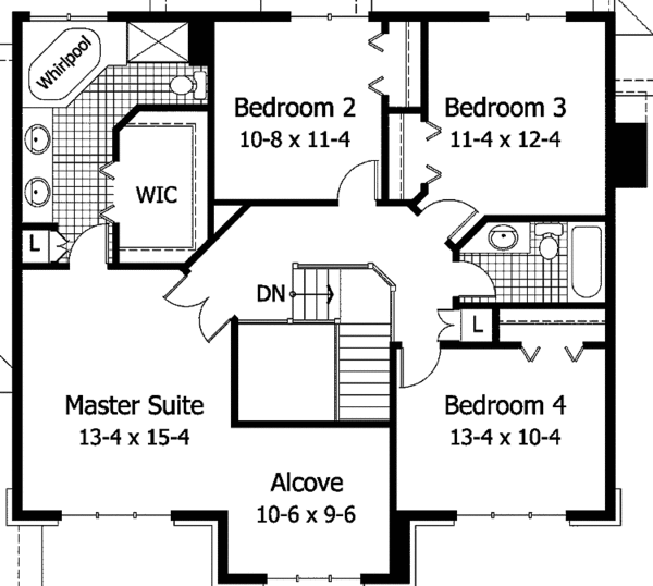 House Design - Traditional Floor Plan - Upper Floor Plan #51-891