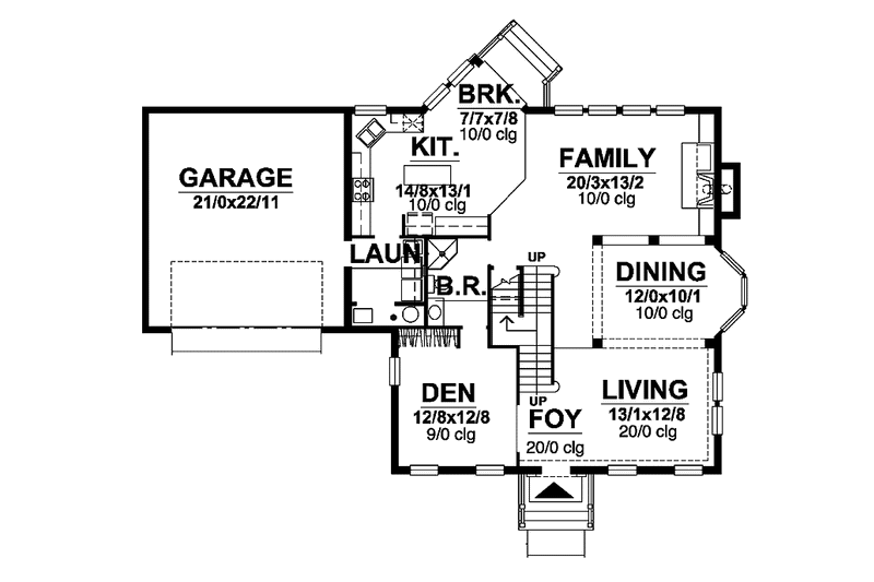 Architectural House Design - Floor Plan - Main Floor for Classical House Plan #320-831 - 3 bed, 3 bath