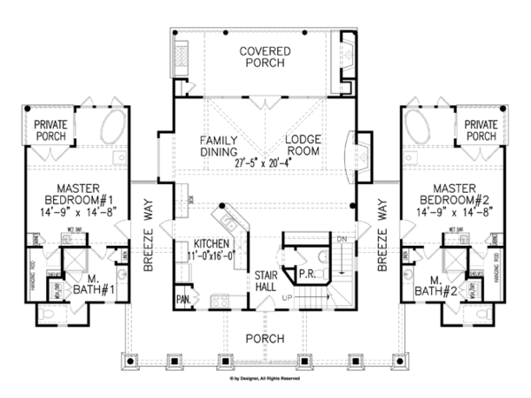 Architectural House Design - Craftsman Floor Plan - Main Floor Plan #54-372