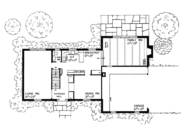 Architectural House Design - Floor Plan - Main Floor for Colonial House Plan #72-549 - 4 bed, 2.5 bath