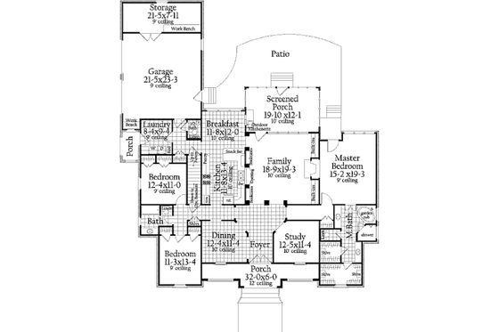 Floor Plan - Main Floor for European House Plan #406-9612 - 3 bed, 2.5 bath