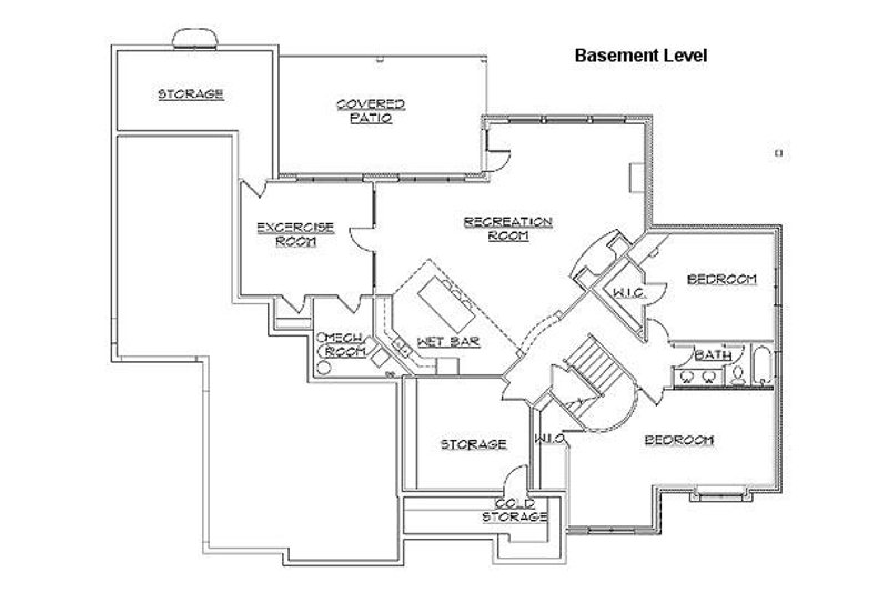 Architectural House Design - Floor Plan - Lower Floor for European House Plan #5-229 - 3 bed, 2 bath