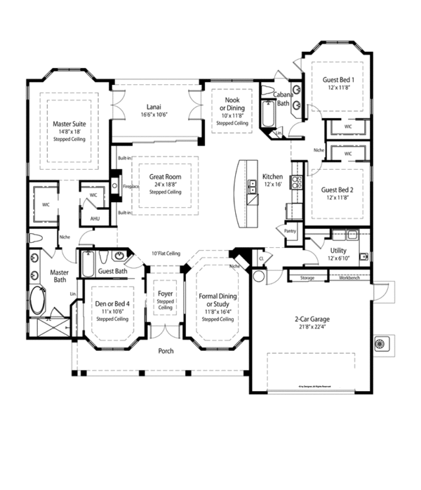 Country Floor Plan - Main Floor Plan #938-58