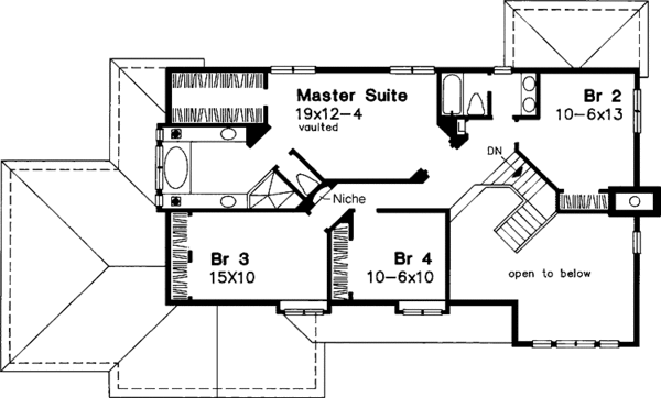 Architectural House Design - Traditional Floor Plan - Upper Floor Plan #320-598