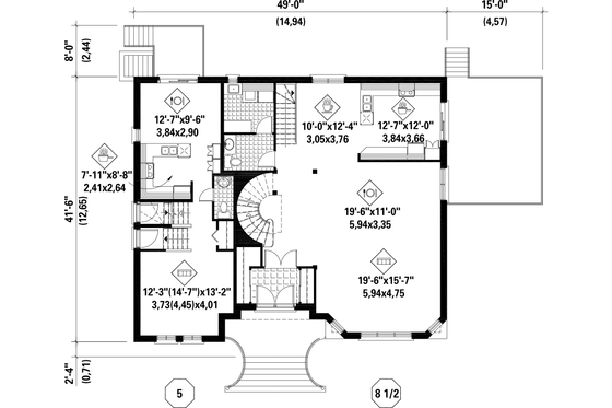 Floor Plan - Main Floor for European House Plan #25-4614 - 7 bed, 4 bath